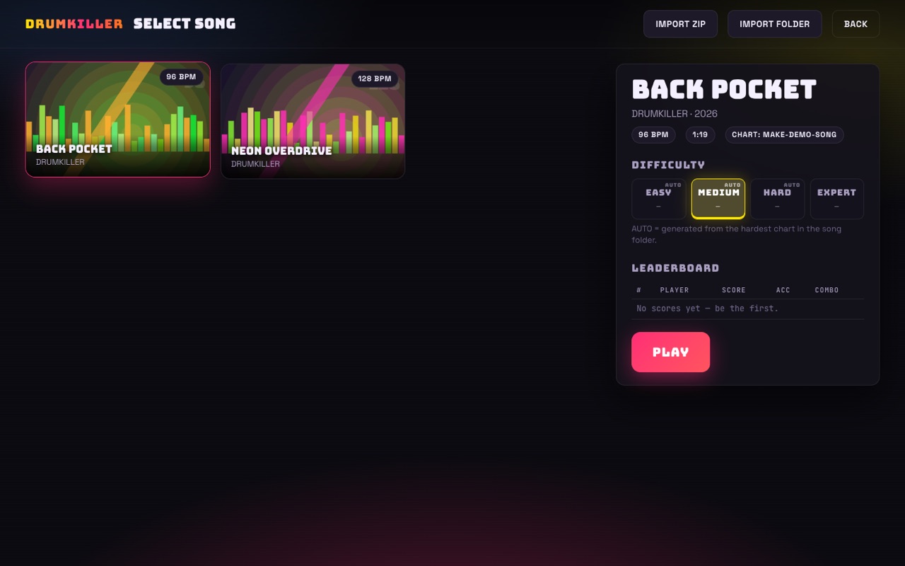 Song select screen